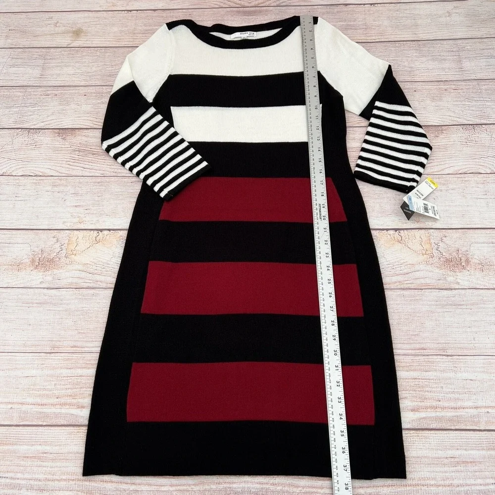 Studio One New York Women's Long Sleeve Sweater Striped Dress Size M - Picture 8 of 11